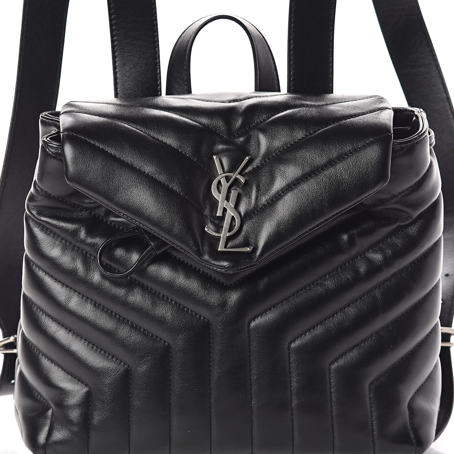 Calfskin Y Quilted Monogram Small Loulou Backpack Black