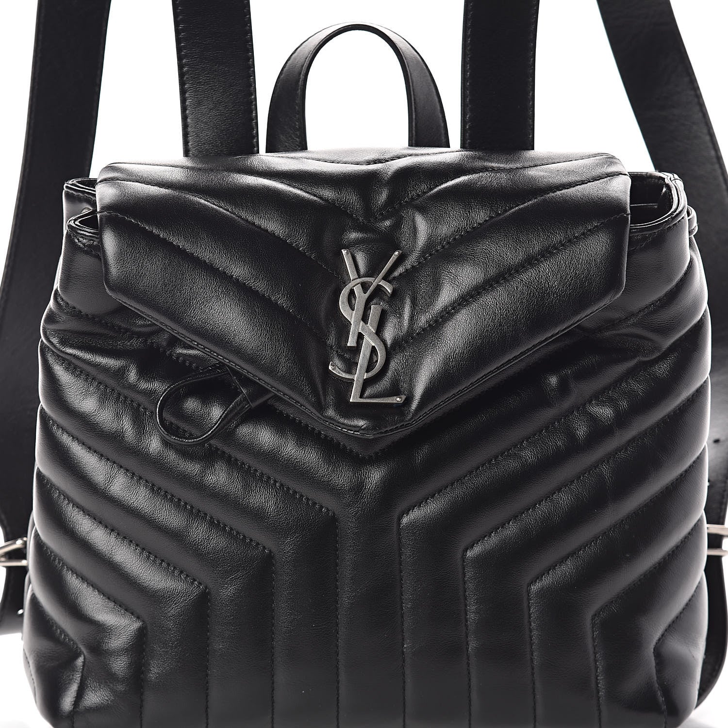 Saint Laurent Calfskin Y Quilted Monogram Small Loulou Backpack Black 8 of 10