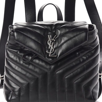 Saint Laurent Calfskin Y Quilted Monogram Small Loulou Backpack Black 8 of 10
