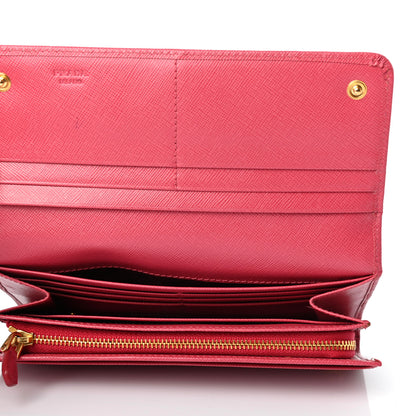 Prada Saffiano Metal Continental Flap Wallet Peonia 5 of 7