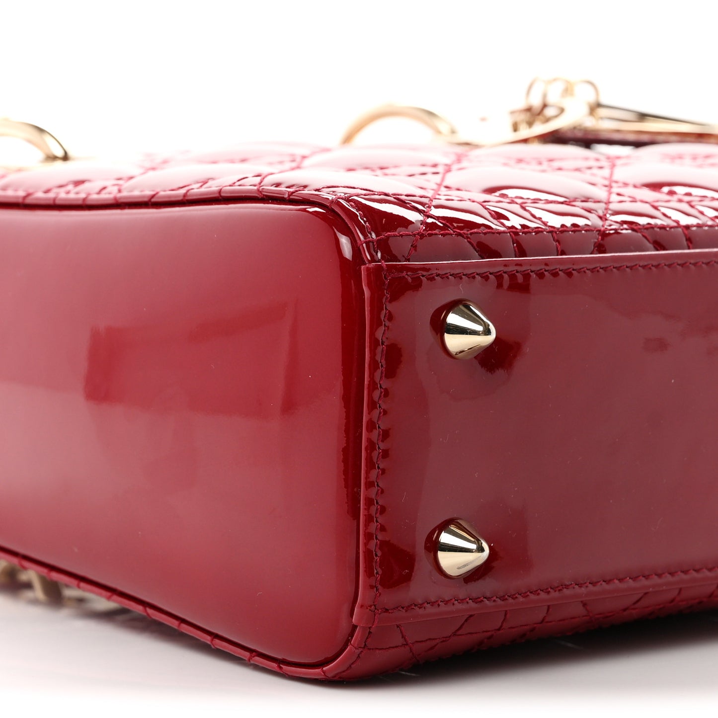 Patent Cannage Small Lady Dior Cherry Red