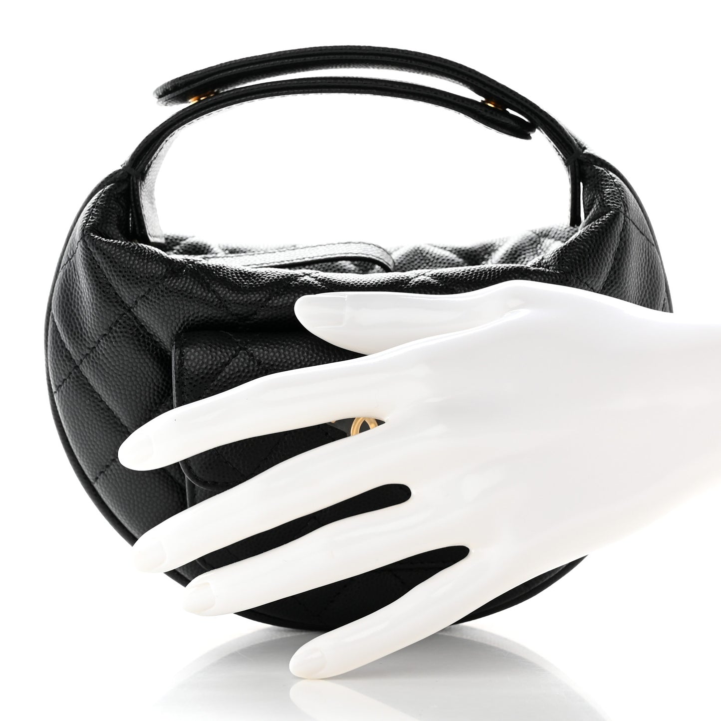 Caviar Quilted Polly Pocket Pouch Hobo Black
