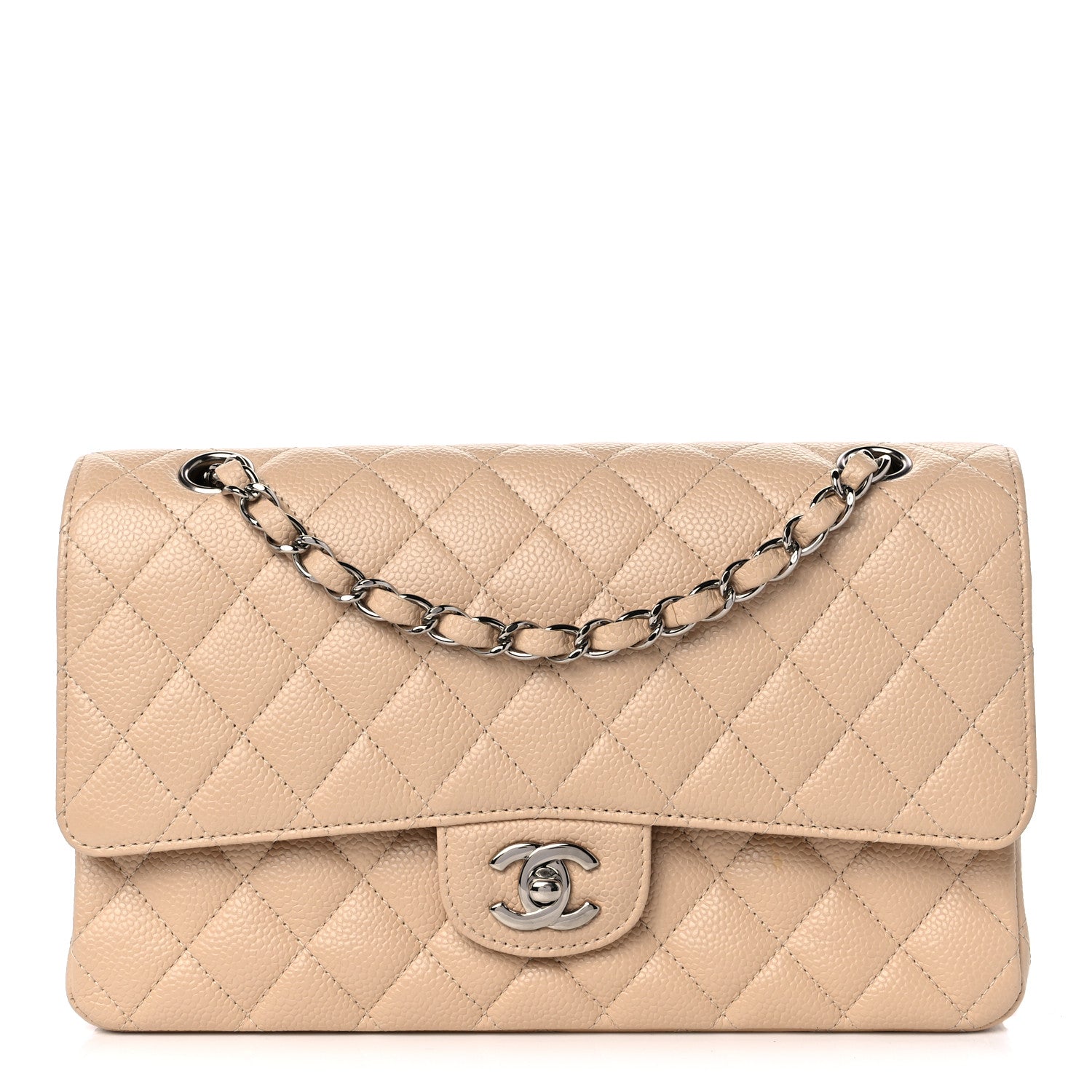 Chanel Caviar Quilted Medium Double Flap Beige 1 of 12