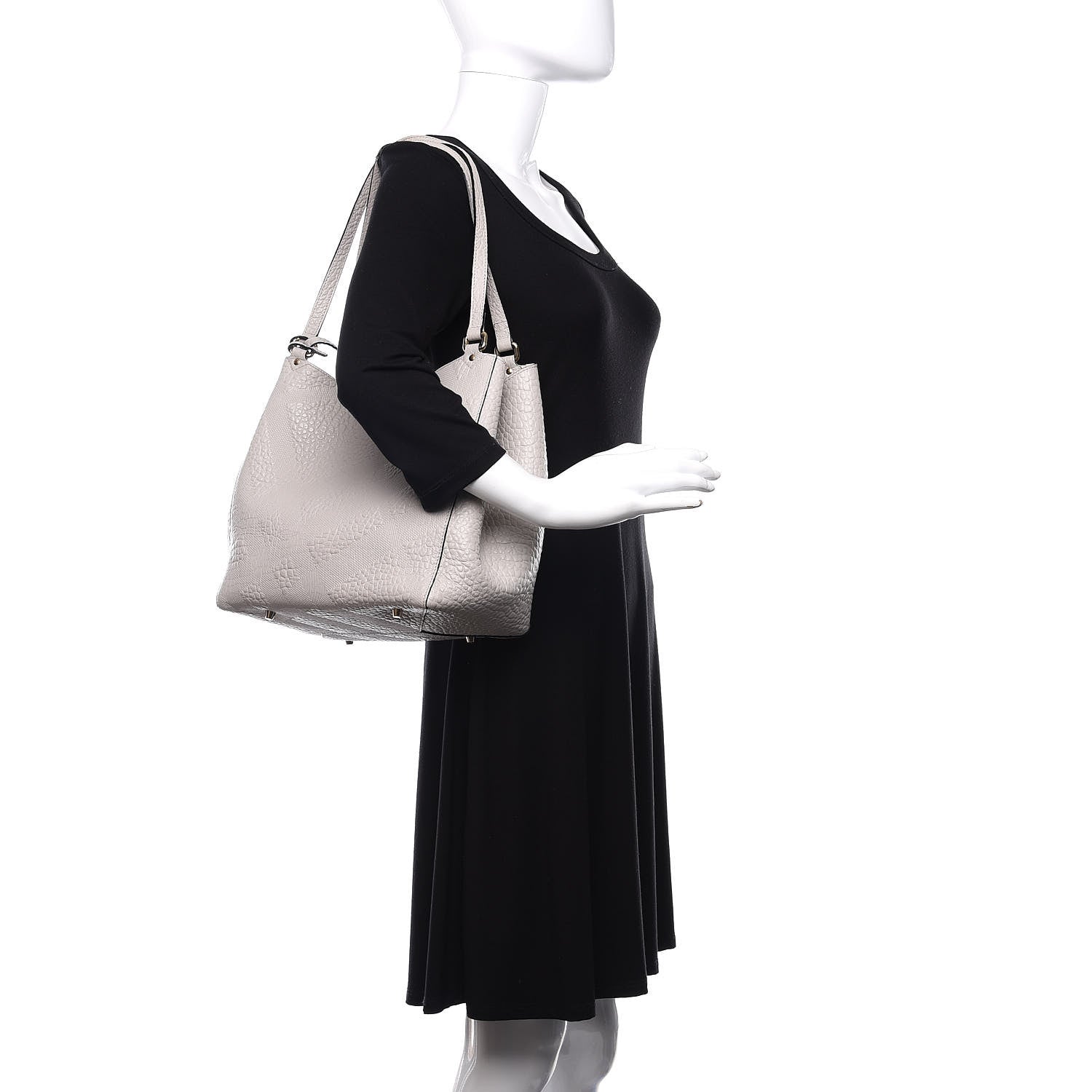 Burberry Signature Grain Calfskin Check Embossed Small Canterbury Tote Stone White 2 of 12