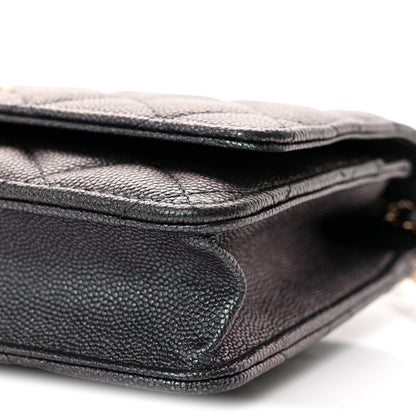 Chanel Iridescent Caviar Quilted Wallet on Chain WOC Dark Blue 11 of 11