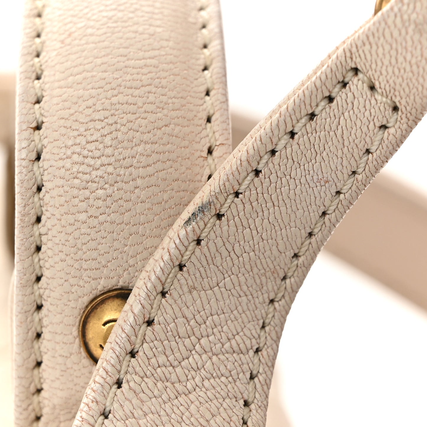 Goatskin Quilted Large Rita Top Handle Flap Beige