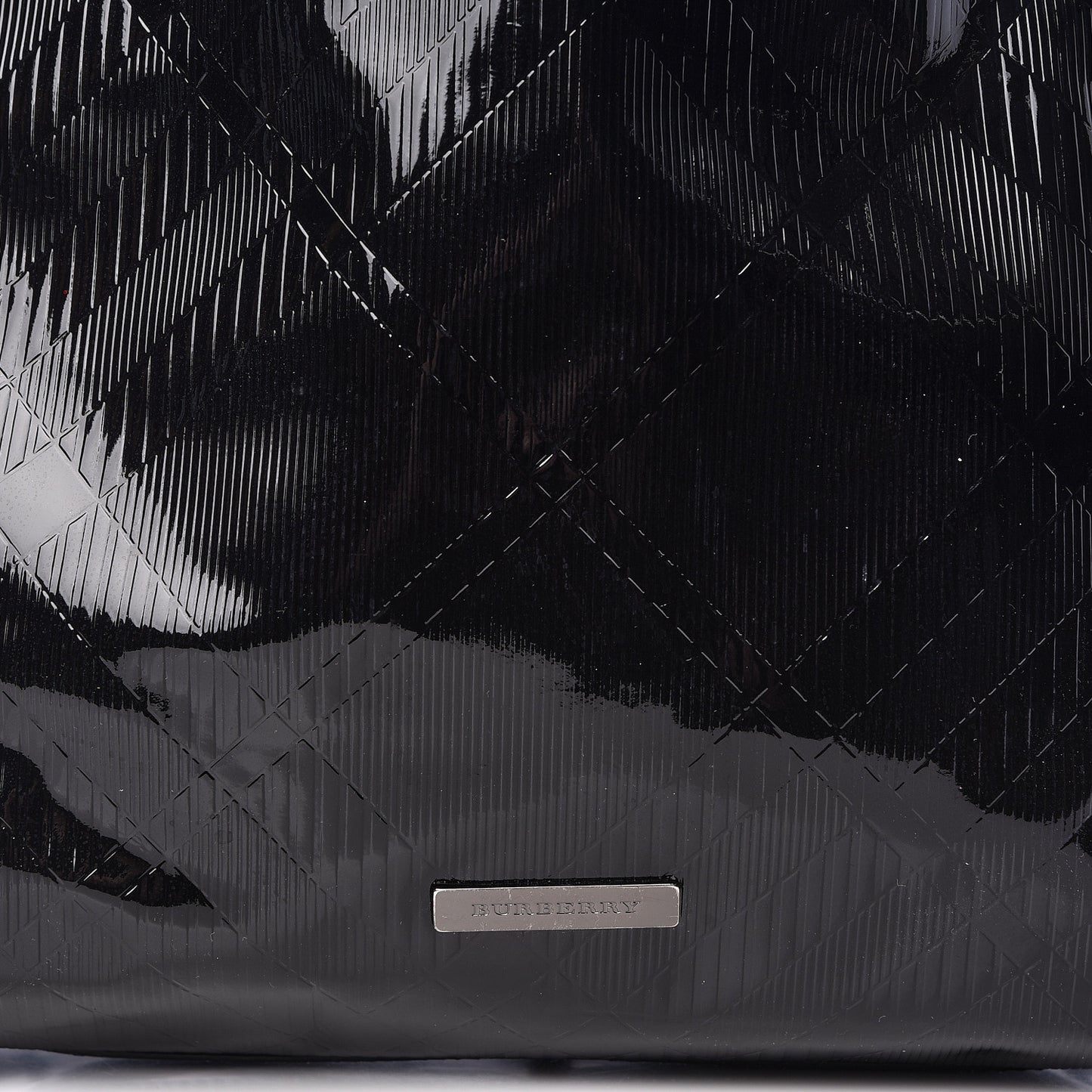 Patent Check Embossed Small Bilmore Tote Black