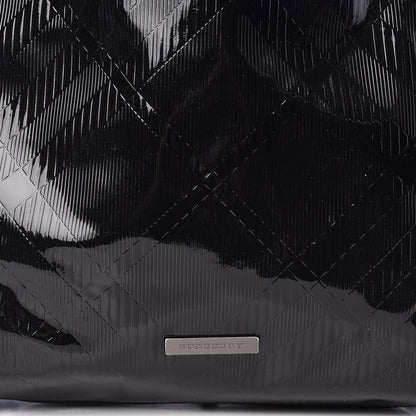 Burberry Patent Check Embossed Small Bilmore Tote Black 9 of 14