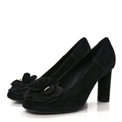 Chanel Suede Camellia Pumps 41 Black 3 of 9