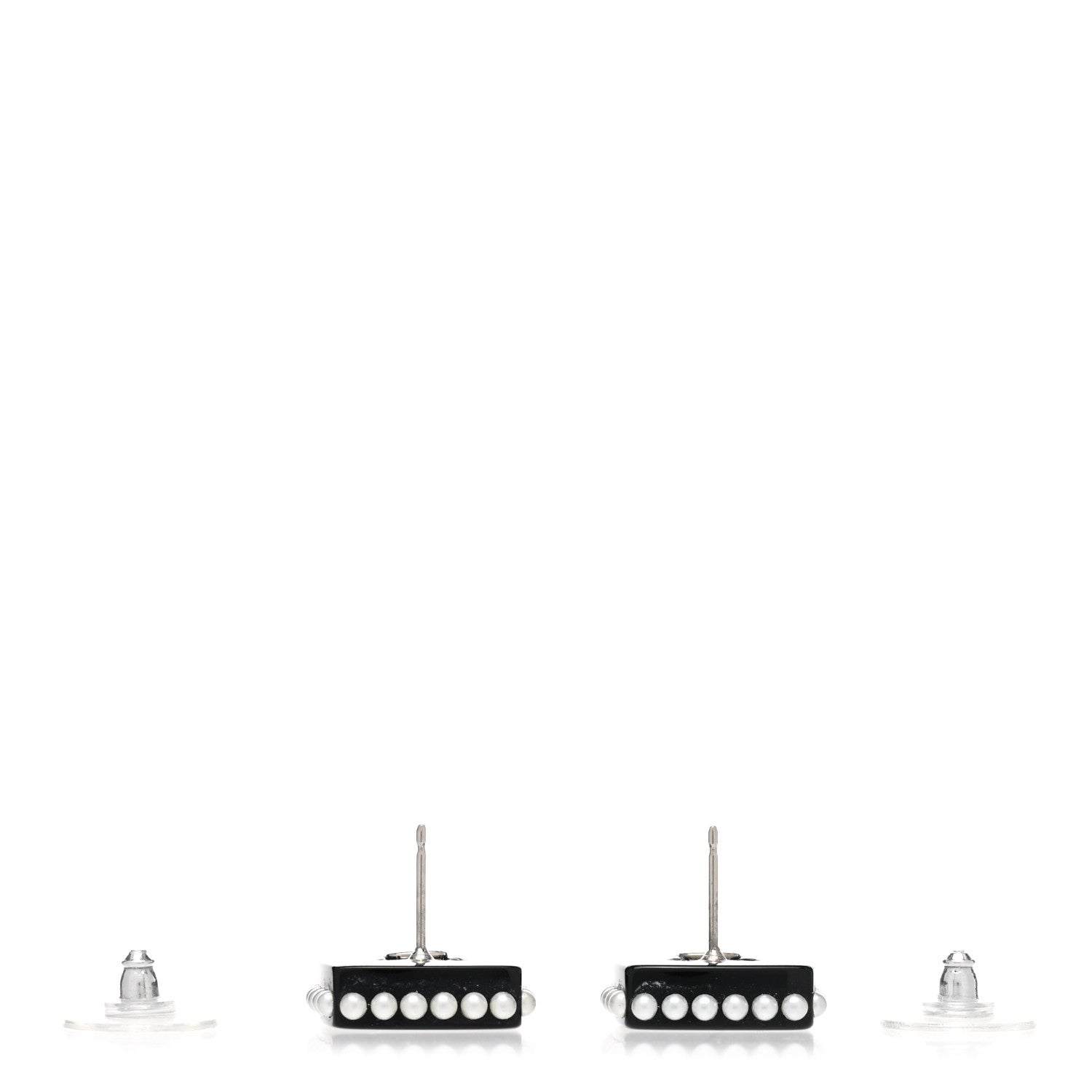 Chanel Resin Pearl Square CC Earrings Black 3 of 4