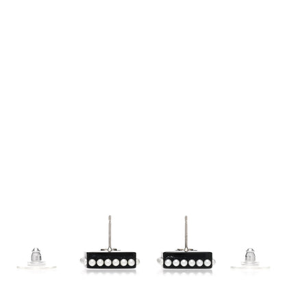 Chanel Resin Pearl Square CC Earrings Black 3 of 4