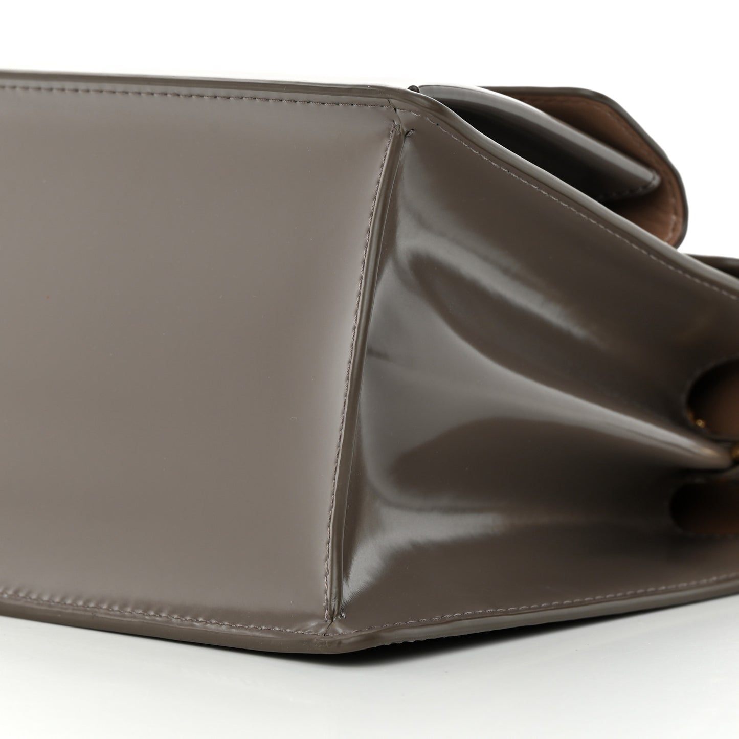 Shiny Calfskin Uptown Shoulder Bag Iron