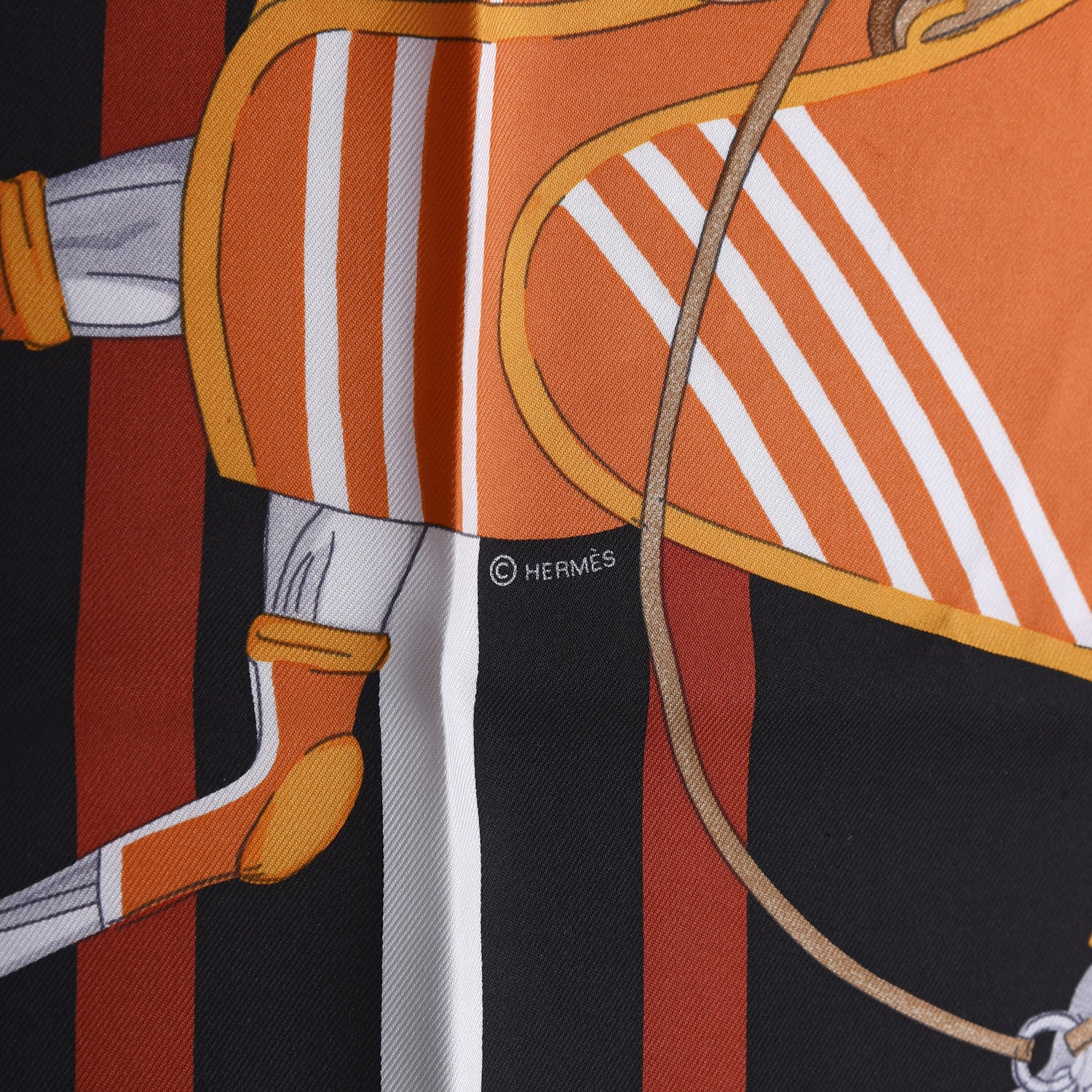 Hermes Silk Cheval A La Couverture Pocket Square Scarf 2 of 4