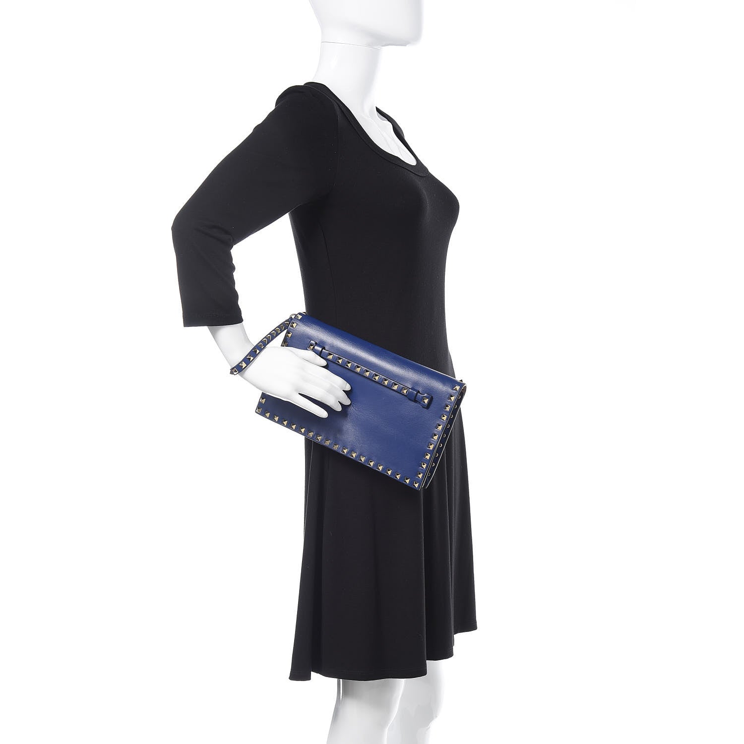 Valentino Garavani Nappa Rockstud Wristlet Clutch Navy 2 of 14