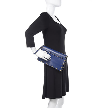 Valentino Garavani Nappa Rockstud Wristlet Clutch Navy 2 of 14
