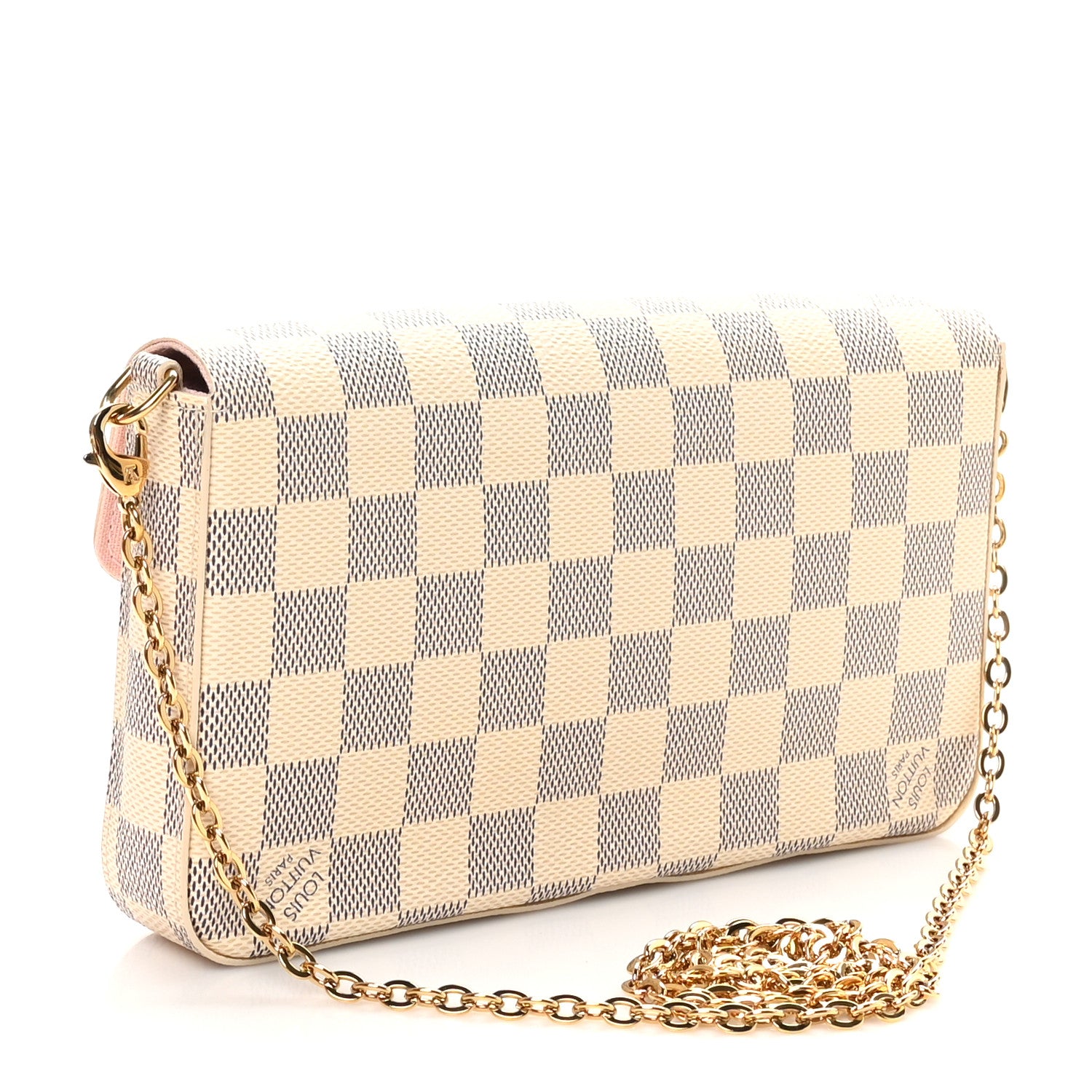 Louis Vuitton Damier Azur Pochette Felicie Chain Wallet Rose Ballerine 4 of 12