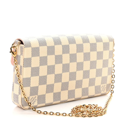 Louis Vuitton Damier Azur Pochette Felicie Chain Wallet Rose Ballerine 4 of 12