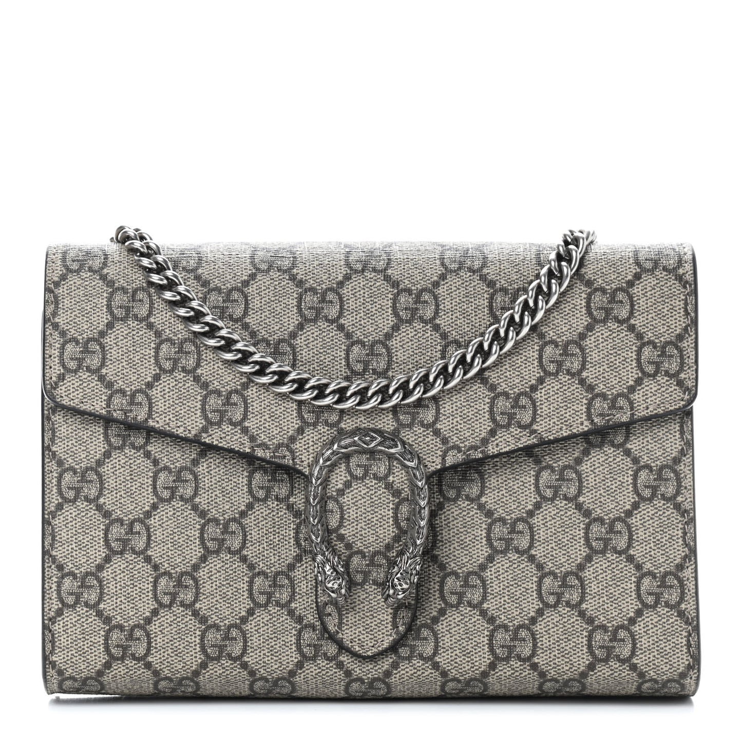 GG Supreme Monogram Mini Dionysus Chain Wallet Beige Black