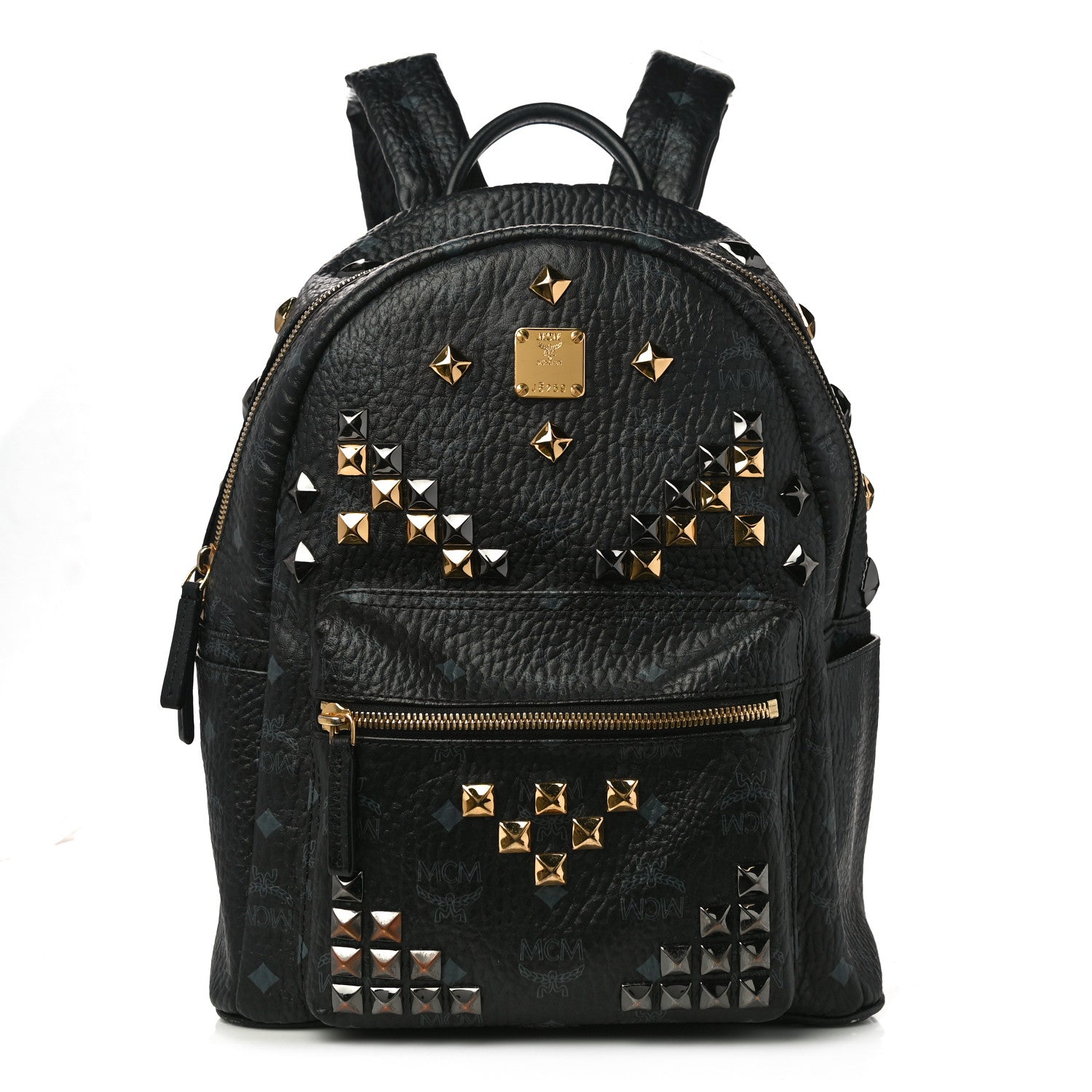 MCM Visetos Studded Small Stark M Backpack Black 1 of 10