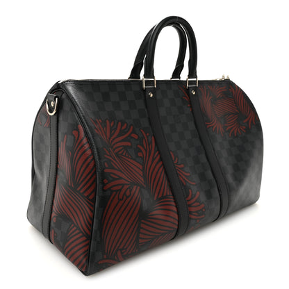 Louis Vuitton Damier Graphite Rope Keepall Bandouliere 45 Red 2 of 10