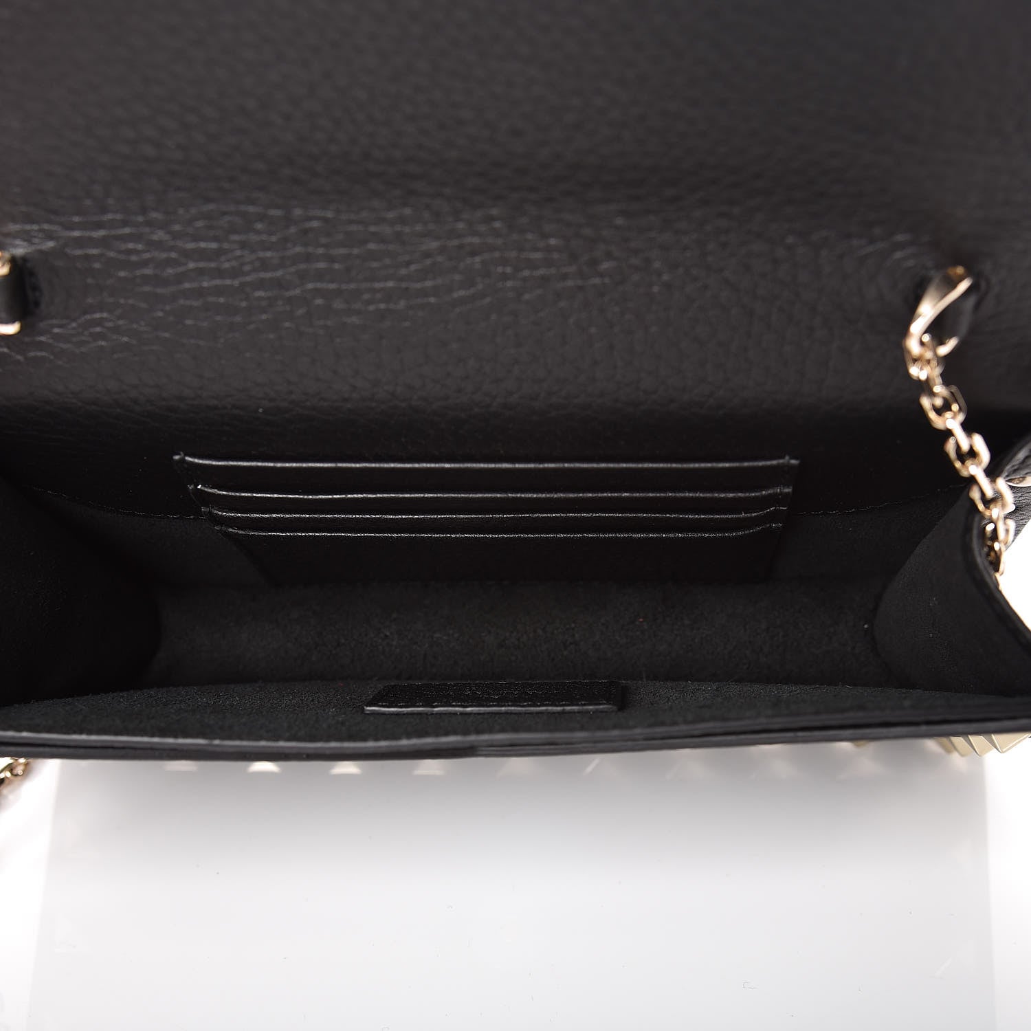 Valentino Garavani Pebbled Calfskin Rockstud Envelope Wallet on Chain Black 7 of 8