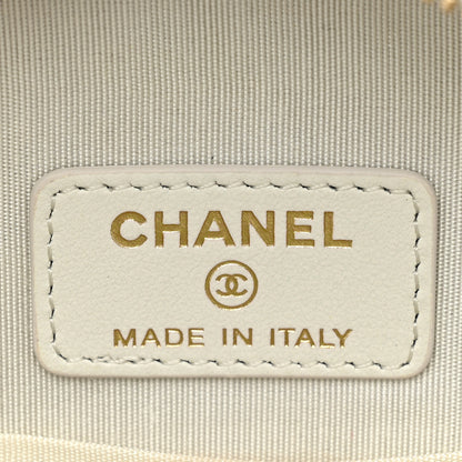 Chanel Goatskin Quilted Chanel 19 Round Clutch With Chain White 6 of 10