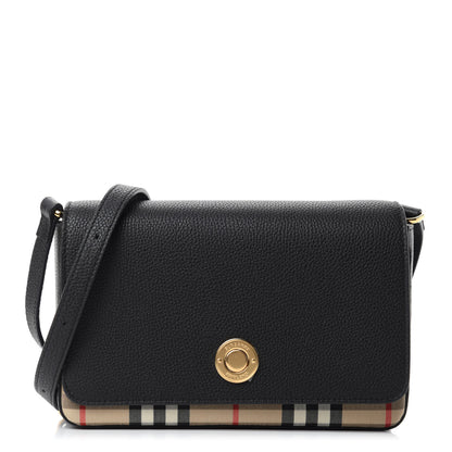 Burberry Grainy Calfskin Vintage Check Hampshire Crossbody Black 1 of 10