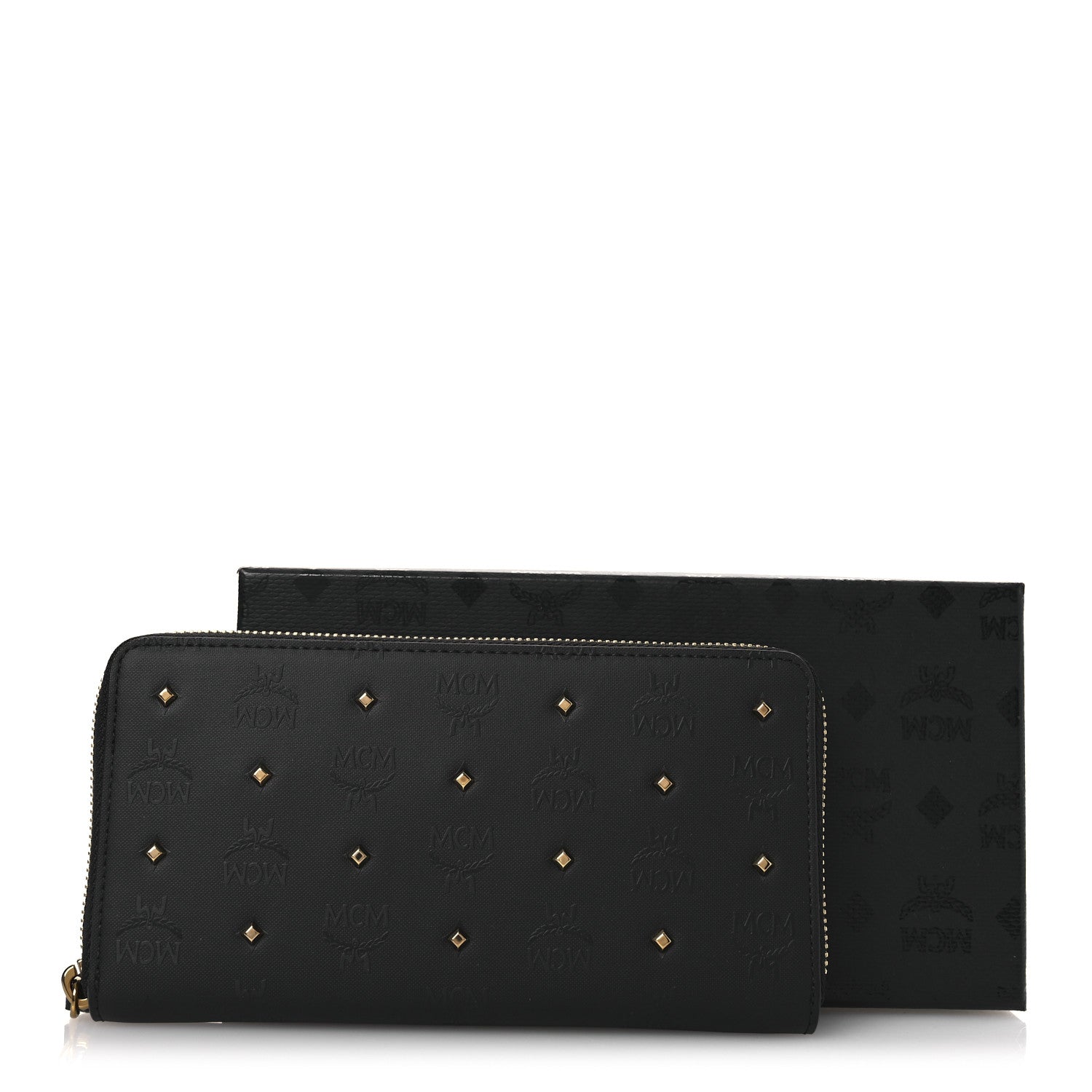 MCM Odeon Studded Large Zip Around Wallet  Black 8 of 8