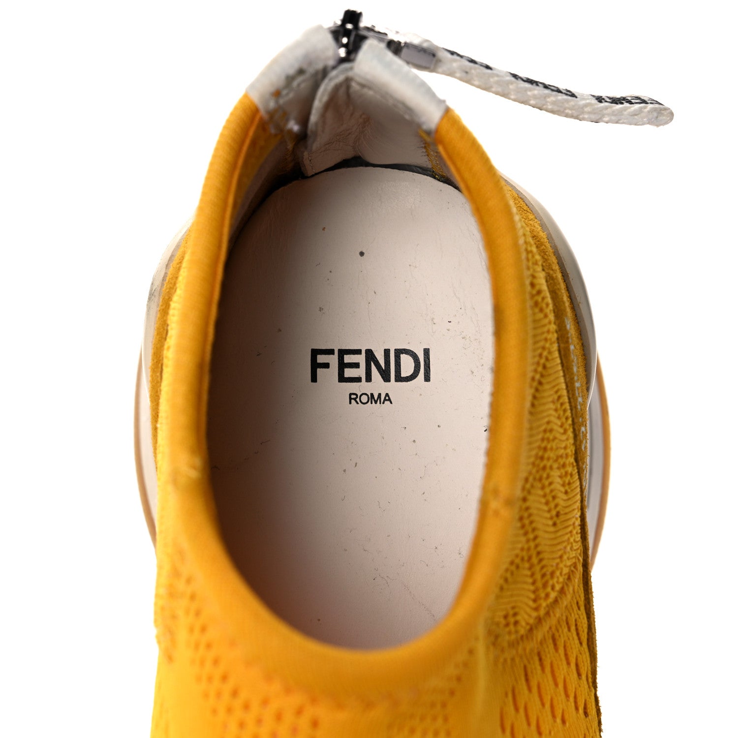 Fendi Technical 3D Mesh Womens FFluid Zip Up Sneakers 37 Reggae Corn White 6 of 16