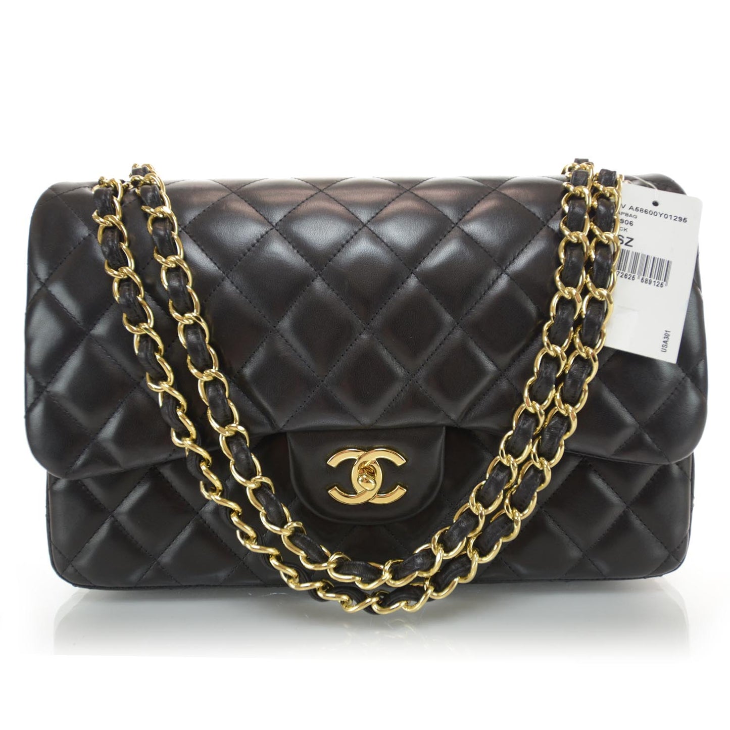 Lambskin Jumbo Double Flap Black