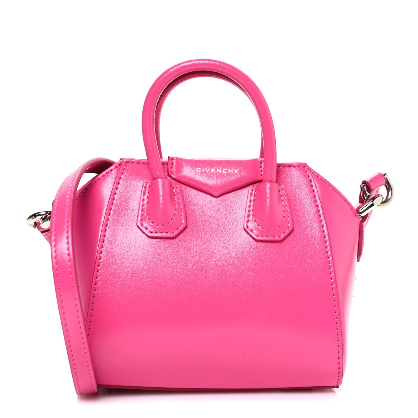 Shiny Lord Calfskin Micro Antigona Neon Pink