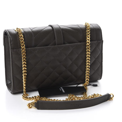 Saint Laurent Grain De Poudre Textured Mixed Matelasse Triquilt Small Monogram Satchel Pebble 3 of 10
