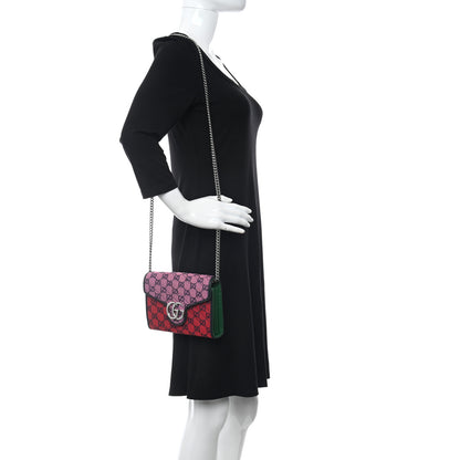 Gucci Monogram Multicolor Matelasse Diagonal GG Marmont Chain Wallet Red Blue Pink Green 2 of 11