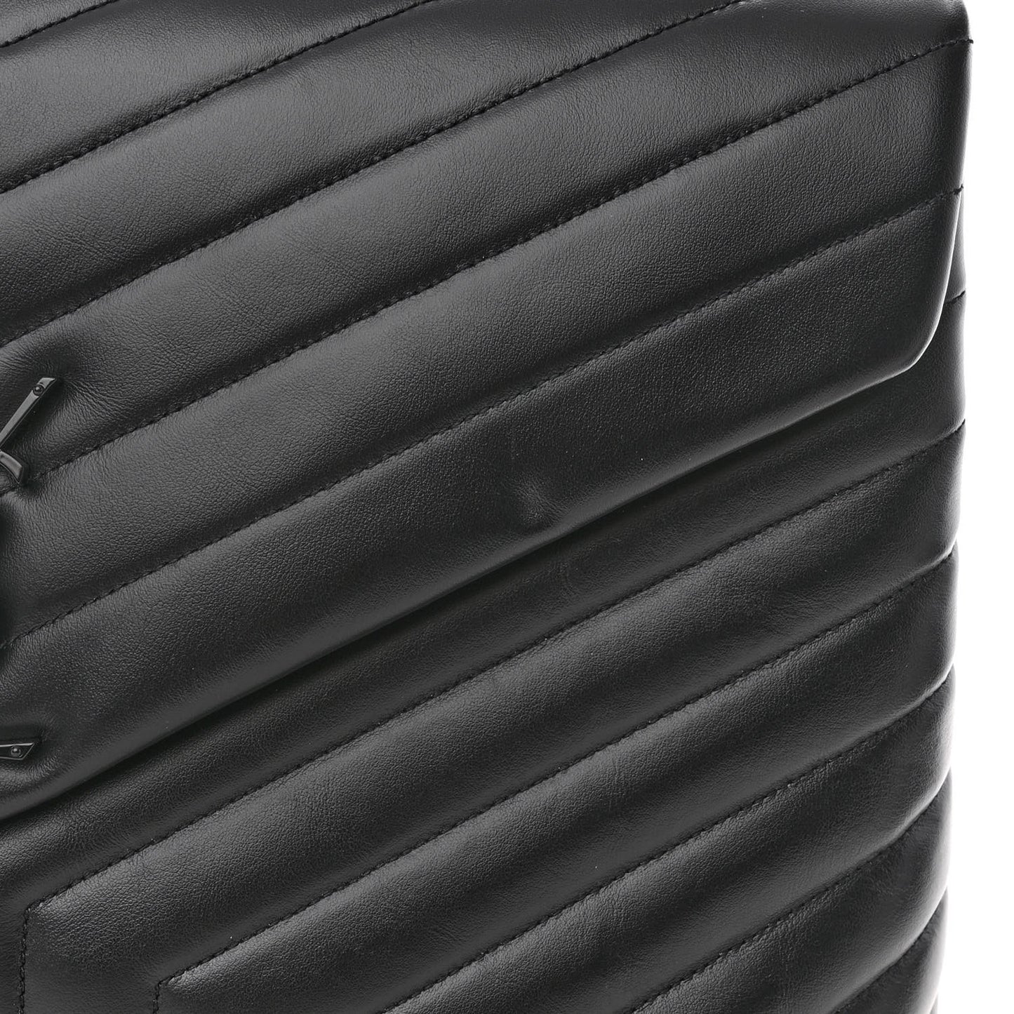 Calfskin Y Quilted Monogram Monochrome Large Loulou Chain Satchel Black