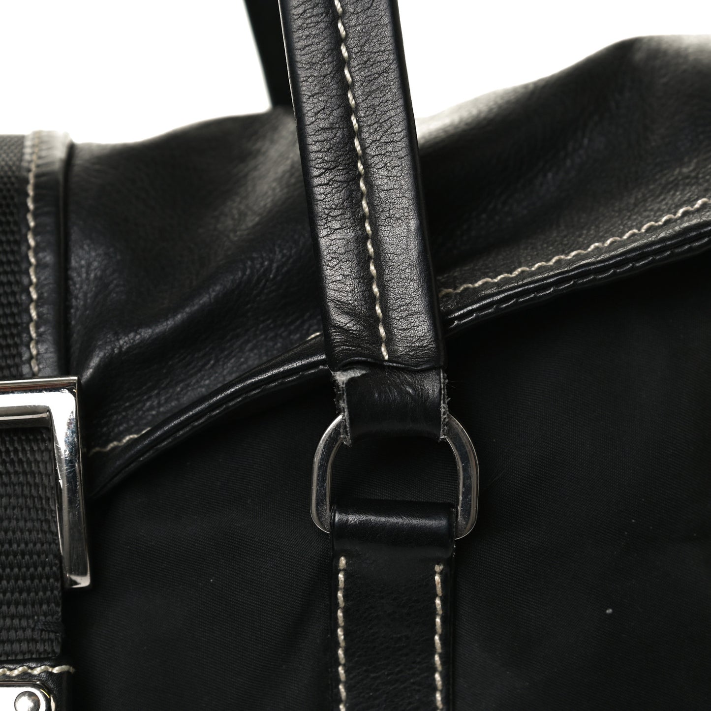 Soft Calfskin Nylon Buckle Shoulder Bag Black