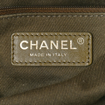 Chanel Straw Raffia Calfskin Striped Medium Deauville Tote Khaki Beige Navy Blue 6 of 19