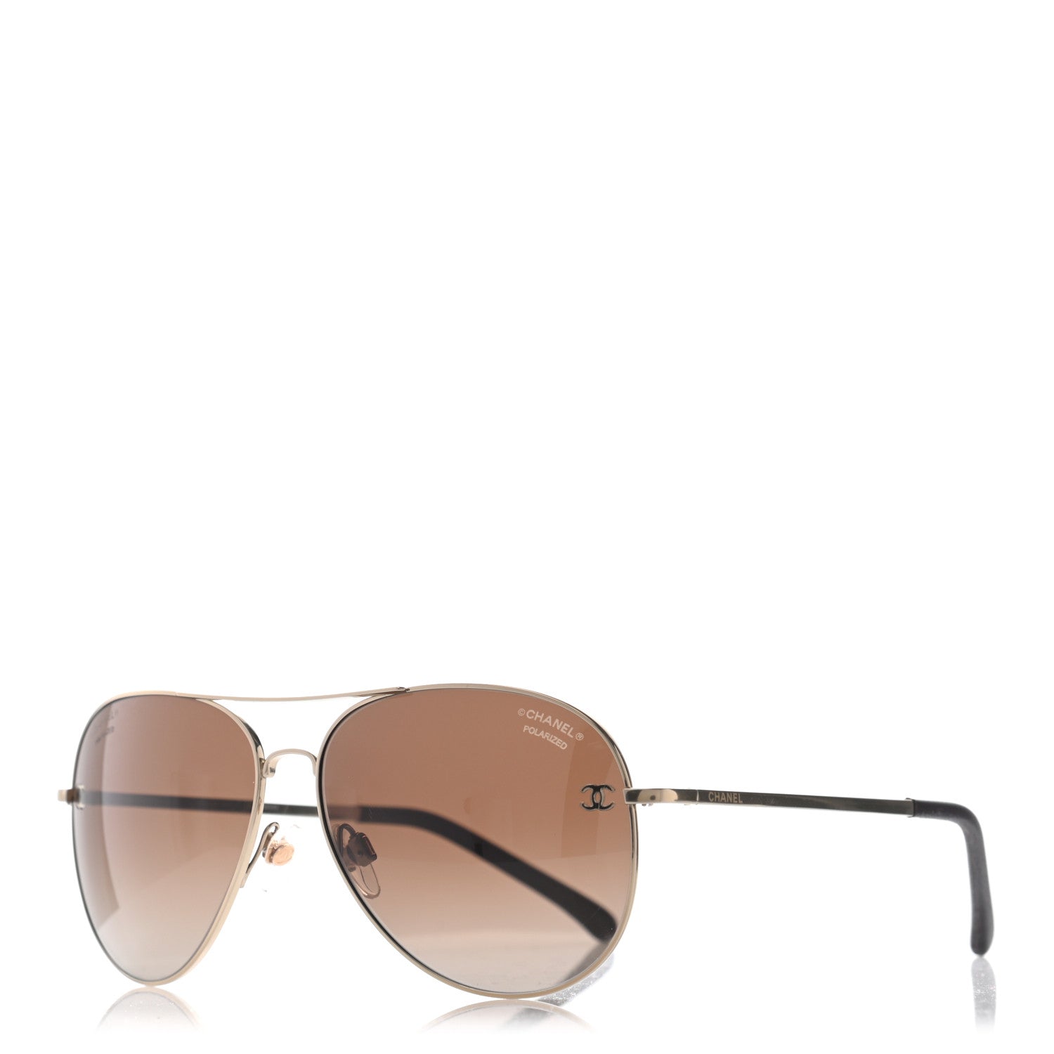 Chanel Aviator CC Sunglasses 4189-T-Q Gold 1 of 9
