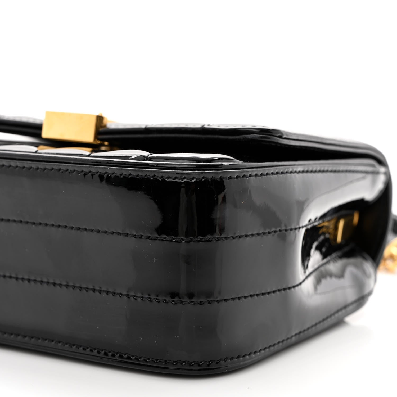 Saint Laurent Patent Calfskin Matelasse Monogram Small Vicky Chain Bag Black 10 of 10