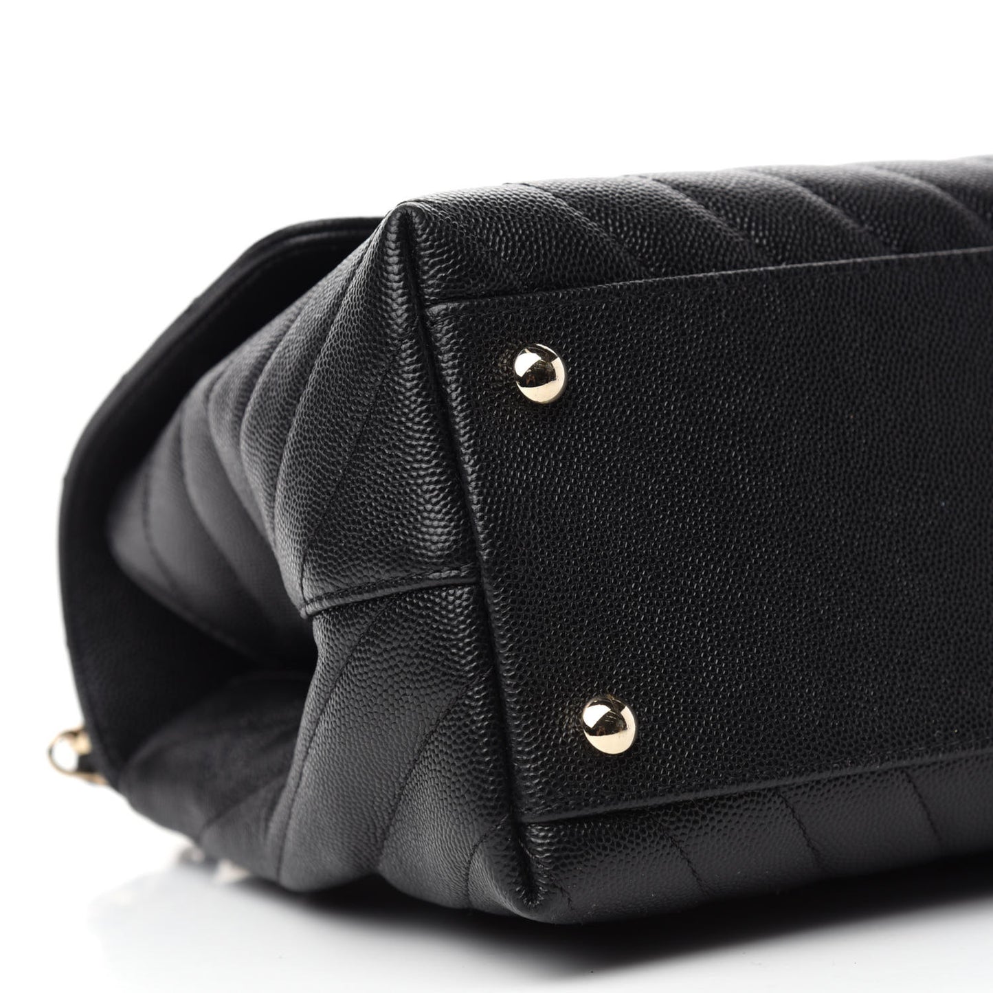 Caviar Chevron Quilted Small Coco Handle Flap Black
