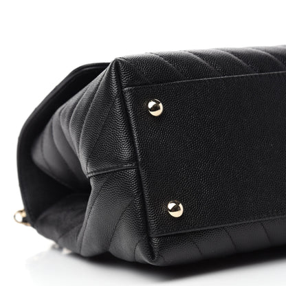 Chanel Caviar Chevron Quilted Small Coco Handle Flap Black 6 of 11