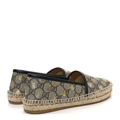 Gucci GG Supreme Monogram Bees Espadrille Flats 36.5 Beige Ebony Oro Black 5 of 10