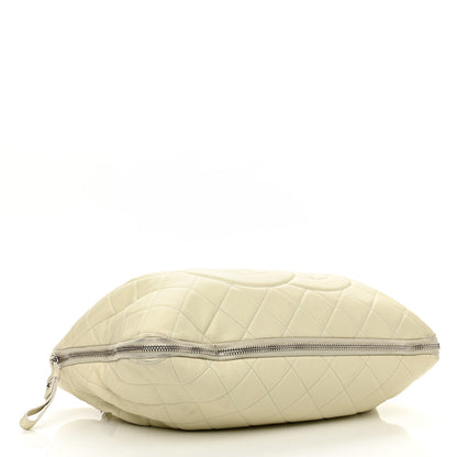 Chanel Caviar Quilted Expandable Zip Shoulder Bag White 4 of 16