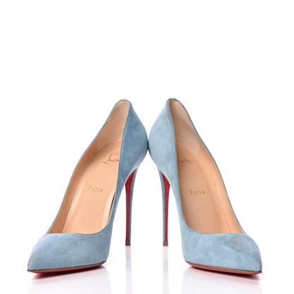 Christian Louboutin Veau Velours Pigalle Follies 100 Pumps 40 Celeste 5 of 19