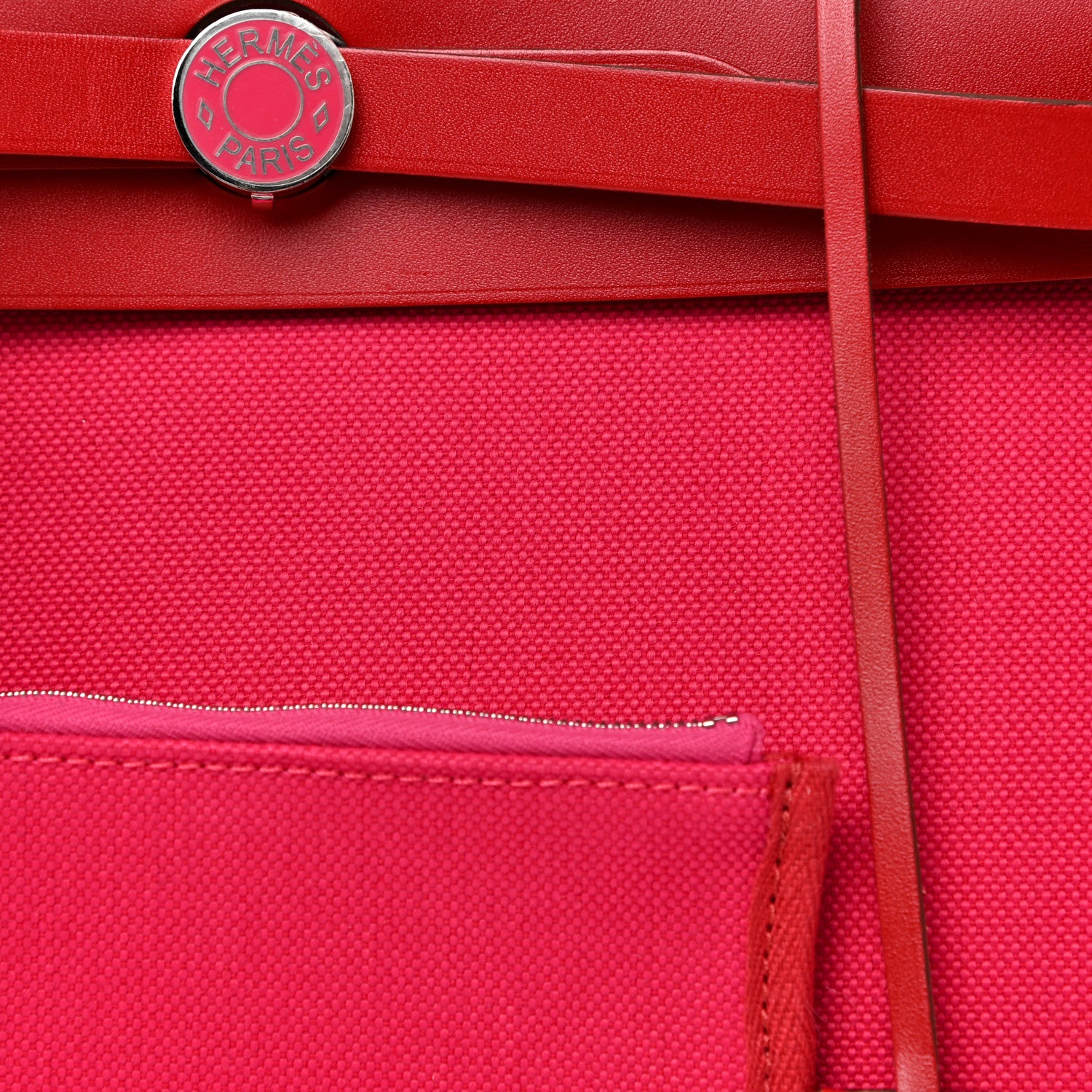 Hermes Toile Militaire Vache Hunter Laque Herbag Zip Retourne 31 PM Rose Mexico Rouge Piment 8 of 12