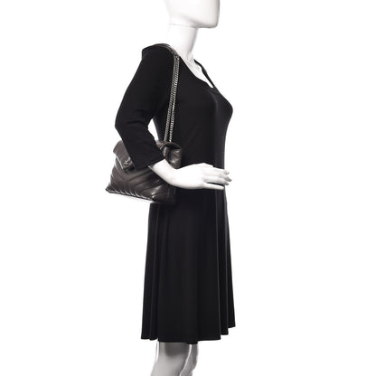 Saint Laurent Calfskin Y Quilted Monogram Small Loulou Chain Satchel Asphalt 2 of 10