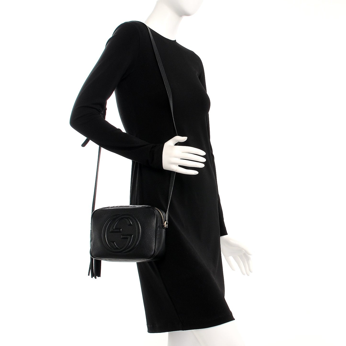 Pebbled Calfskin Small Soho Disco Bag Black