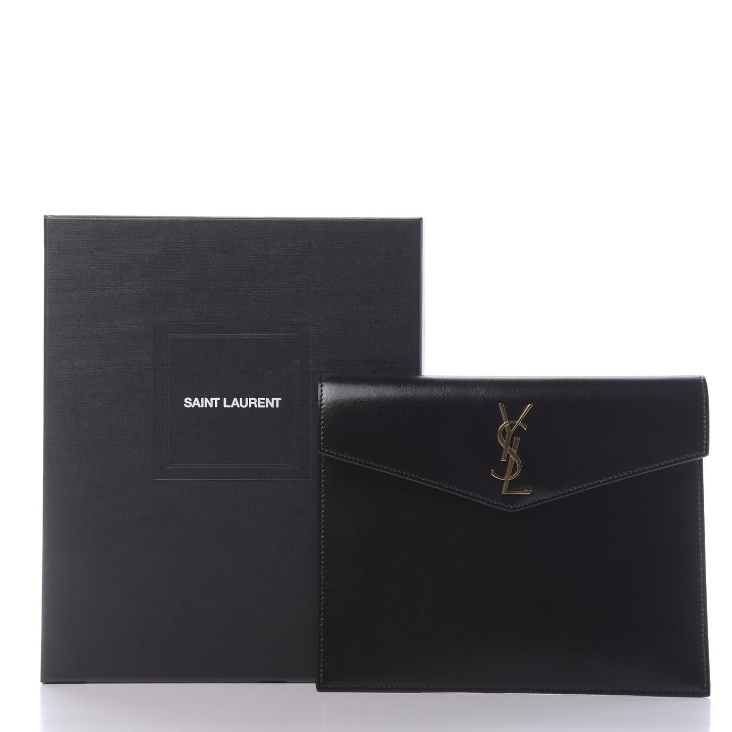 Smooth Shiny Calfskin Monogram Uptown Baby Pouch Black