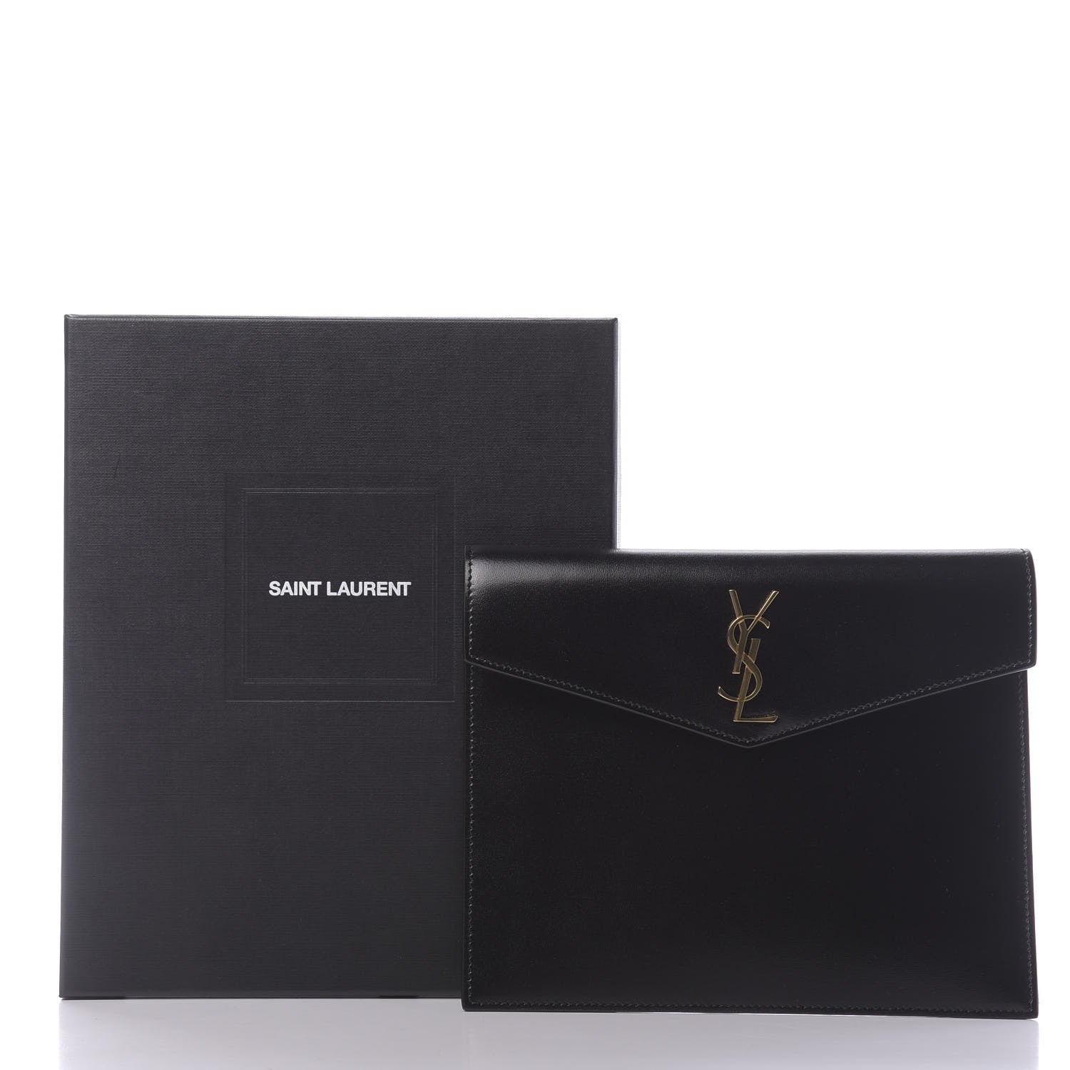 Saint Laurent Smooth Shiny Calfskin Monogram Uptown Baby Pouch Black 9 of 11