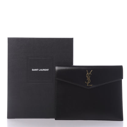 Saint Laurent Smooth Shiny Calfskin Monogram Uptown Baby Pouch Black 9 of 11