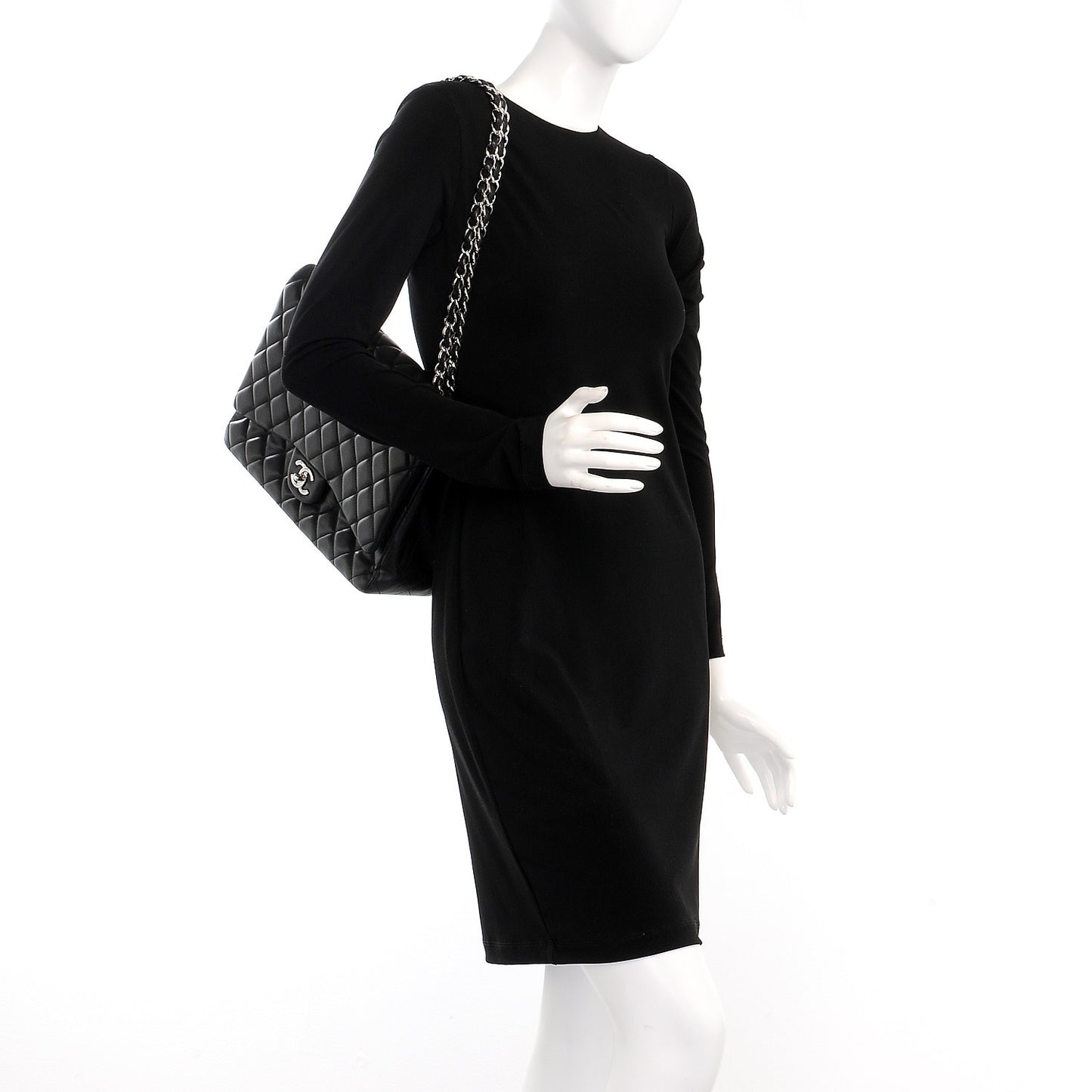Lambskin Quilted Maxi Double Flap Black